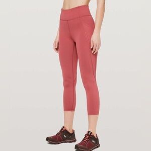 Lululemon Time To Sweat Brick Rose Peach Athletic Crop 23" Inseam Leggings